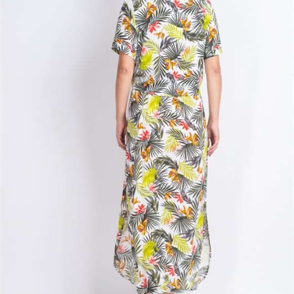 POTTERS POT Set Skirt & Top Botanical Island Slit Skirt Pockets Buttons Tie, Med - Picture 3 of 16